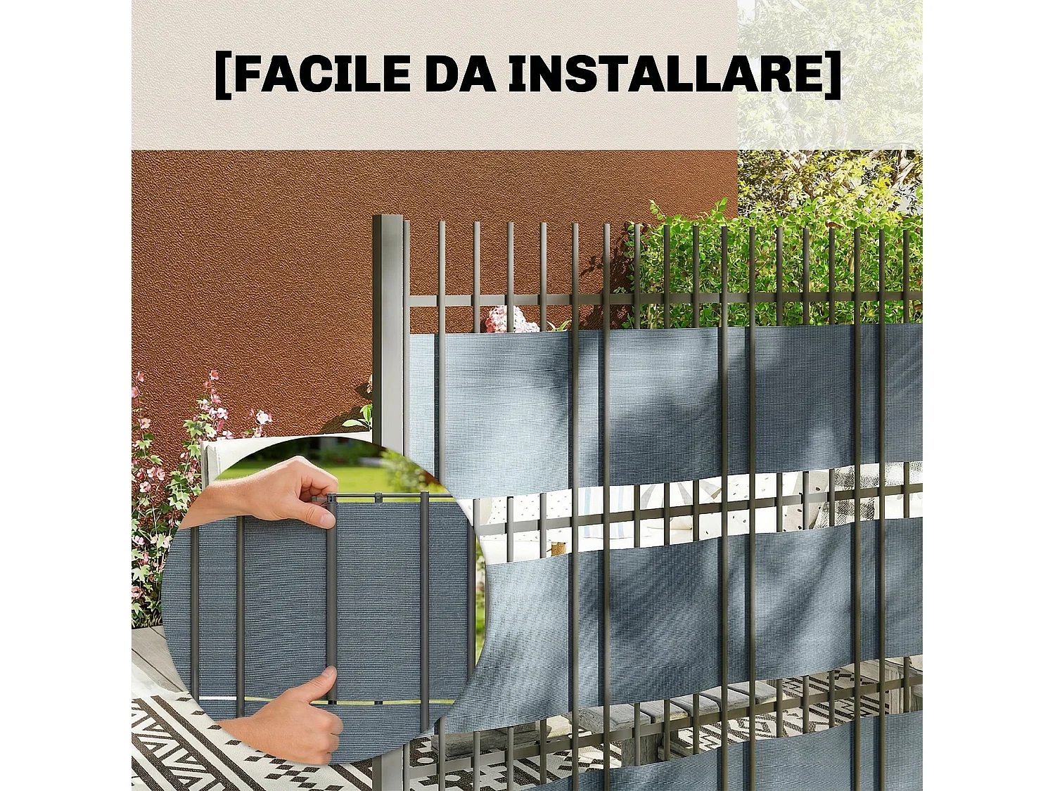 Set 4 pezzi frangivista impermeabile con fermagli grigio