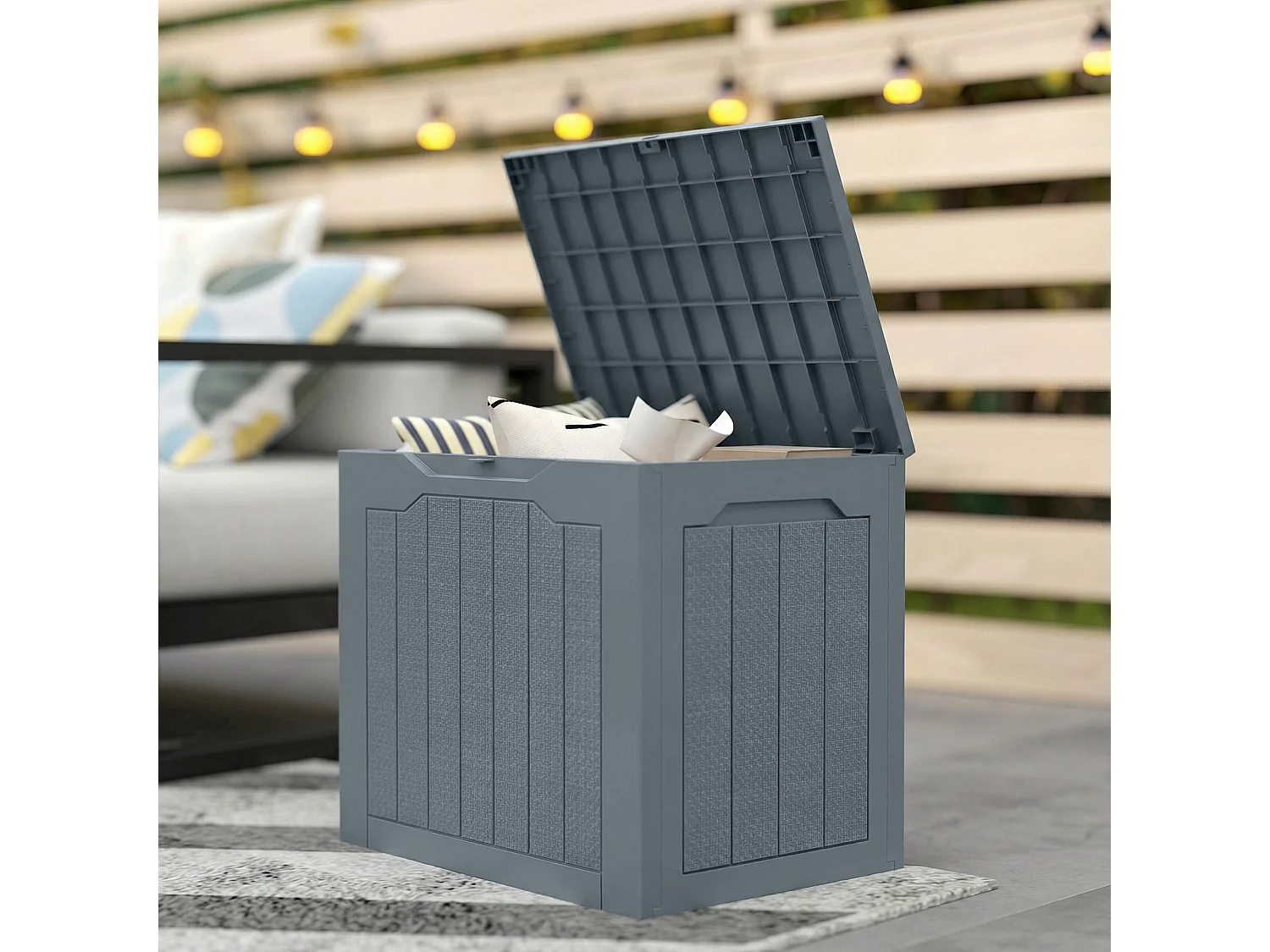 Baule da giardino con maniglie impermeabile 56x41x50 cm grigio