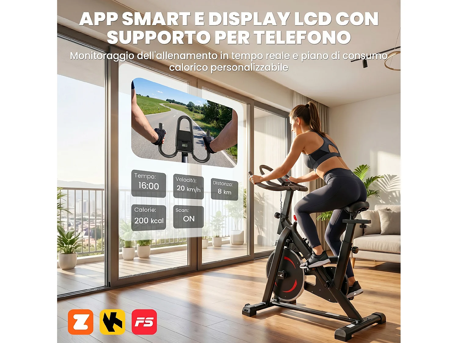 Cyclette da casa con resistenza magnetica in acciaio nero