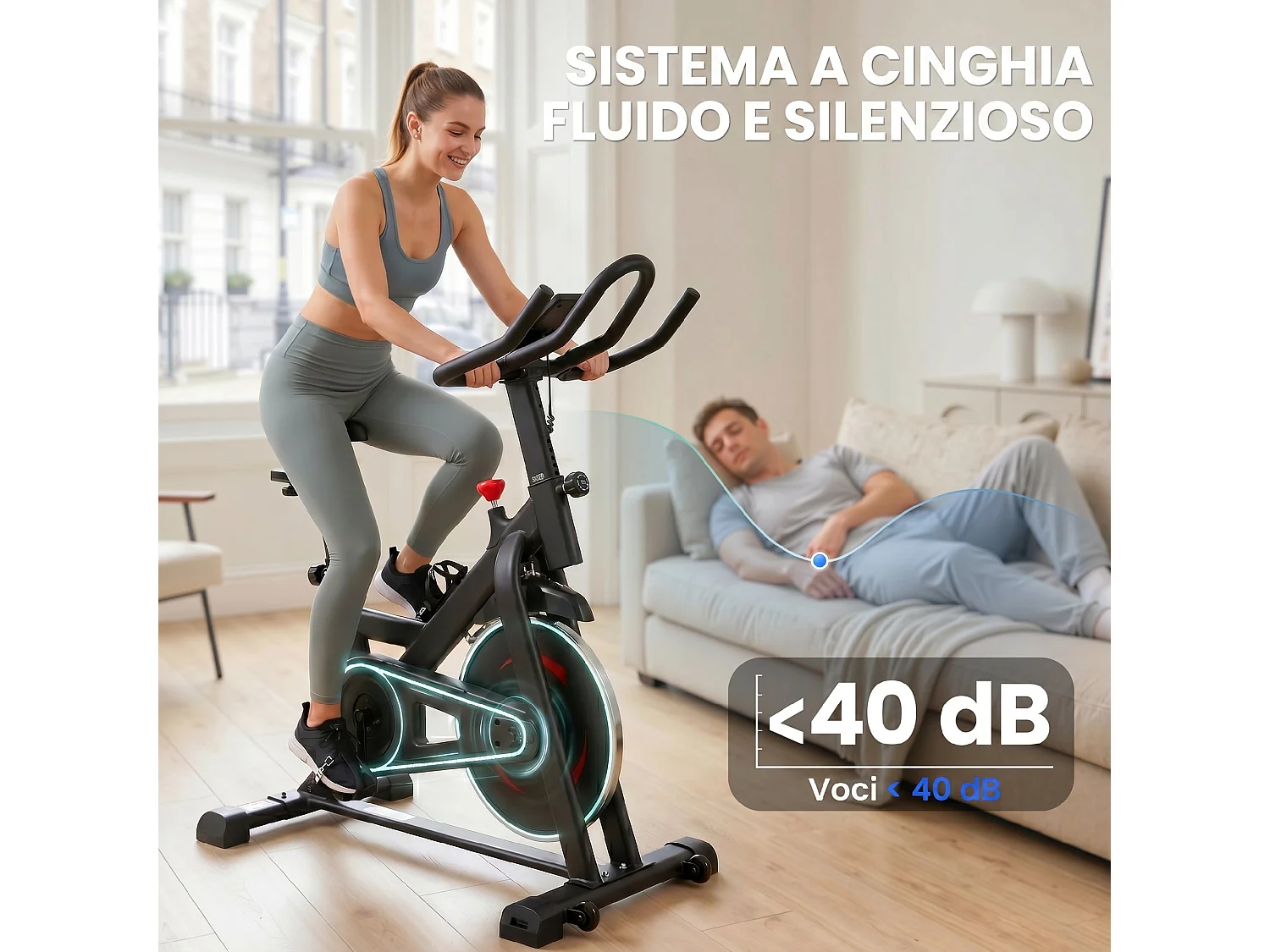 Cyclette da casa con resistenza magnetica in acciaio nero