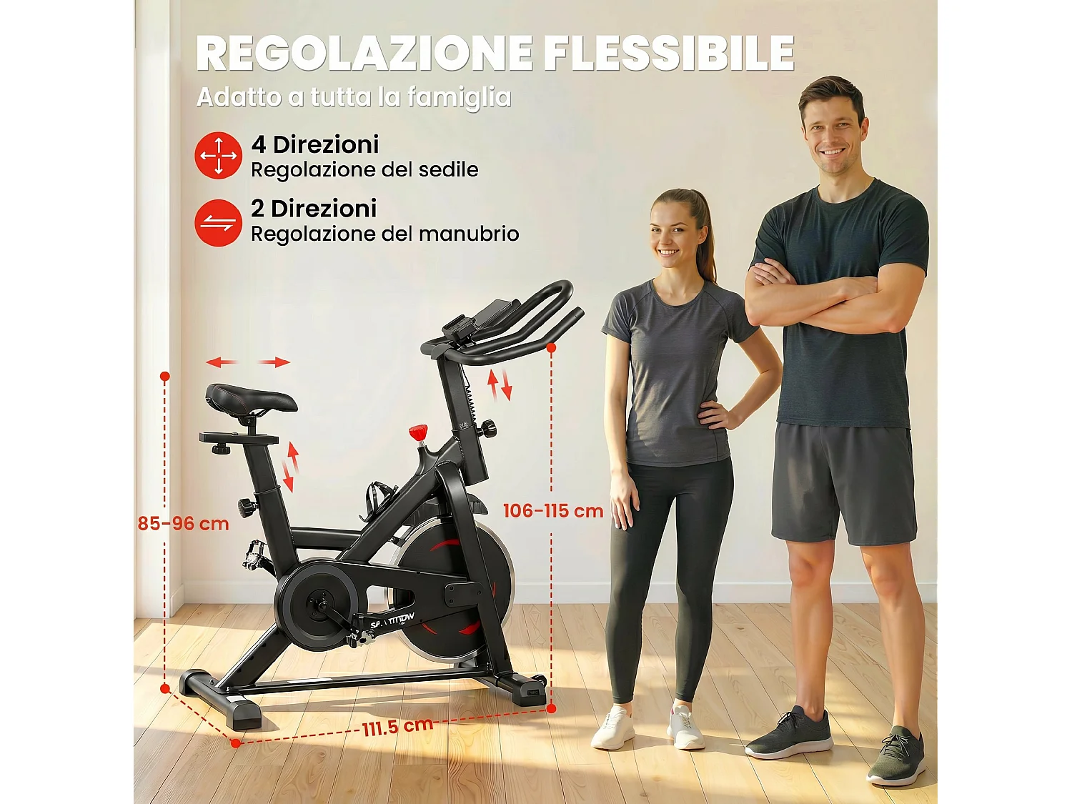 Cyclette da casa con resistenza magnetica in acciaio nero