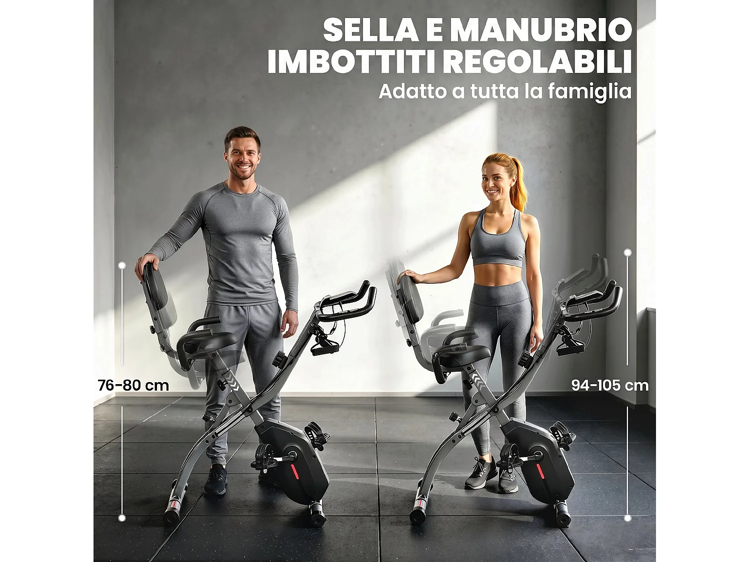 Cyclette magnetica pieghevole con resistenza magnetica in acciaio nero
