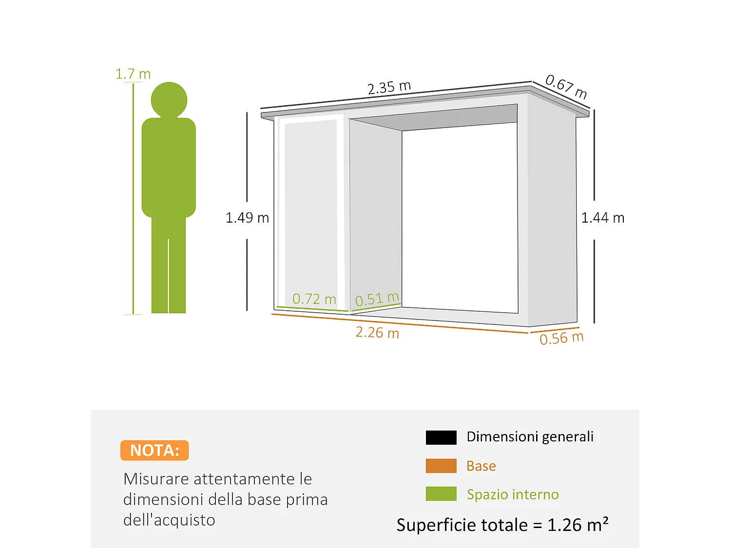 Portalegna da esterno con armadietto in acciaio zincato grigio scuro