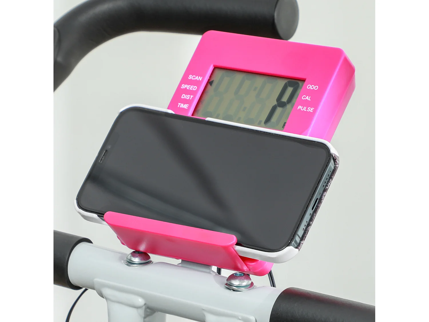 Cyclette pieghevole magnetica a 8 livelli con display rosa e bianco