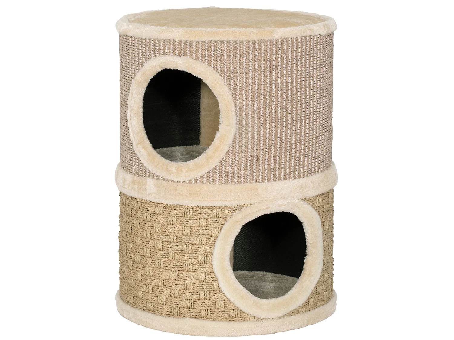 Cuccia per gatti tiragraffi a torre con 2 nicchie cachi e caffè
