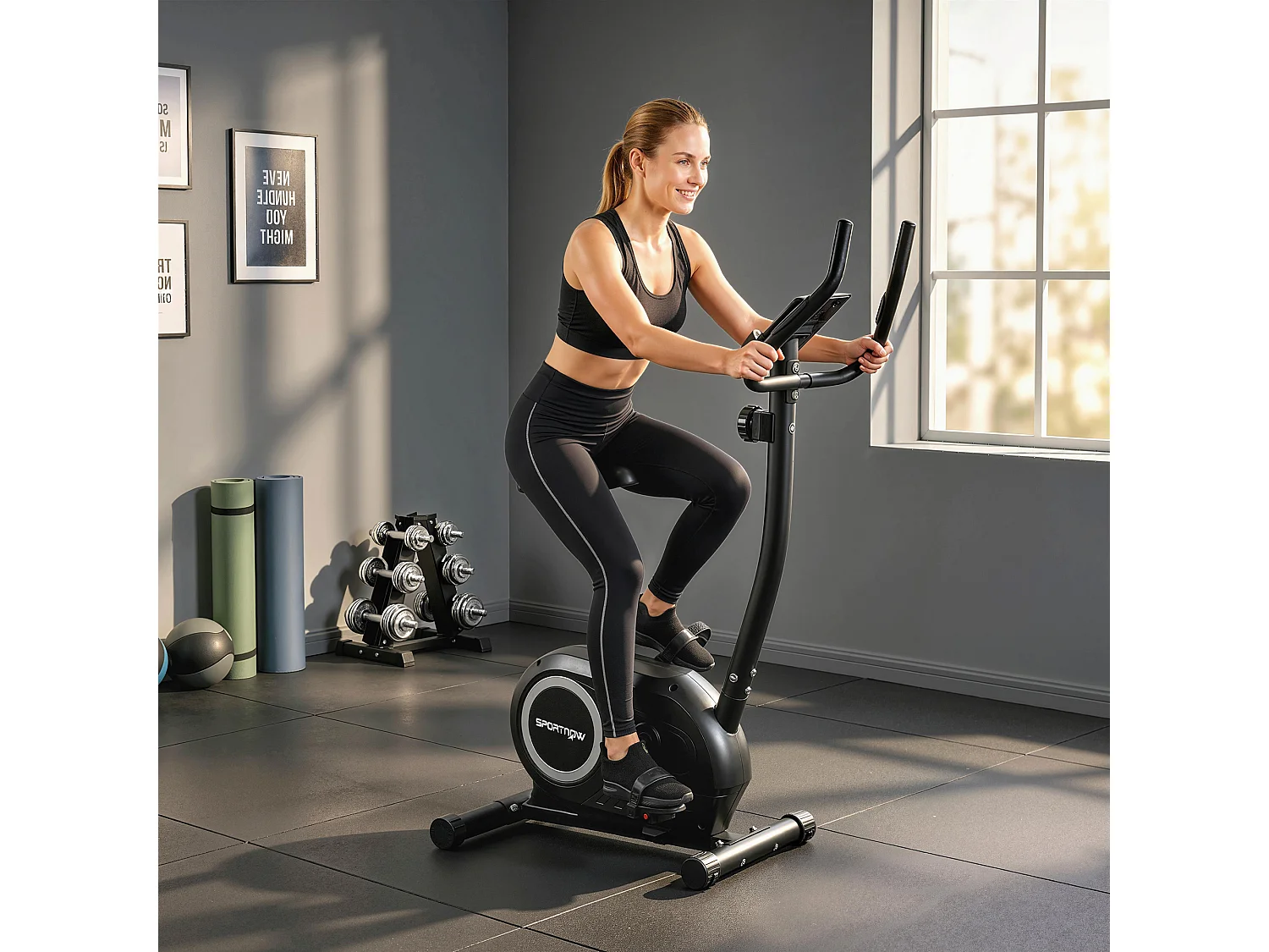Cyclette magnetica a 8 livelli con bluetooth e display lcd nero