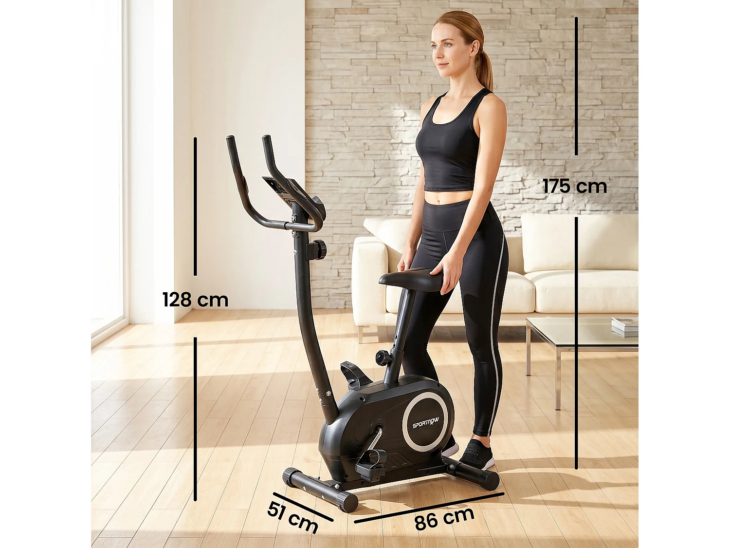 Cyclette magnetica a 8 livelli con bluetooth e display lcd nero