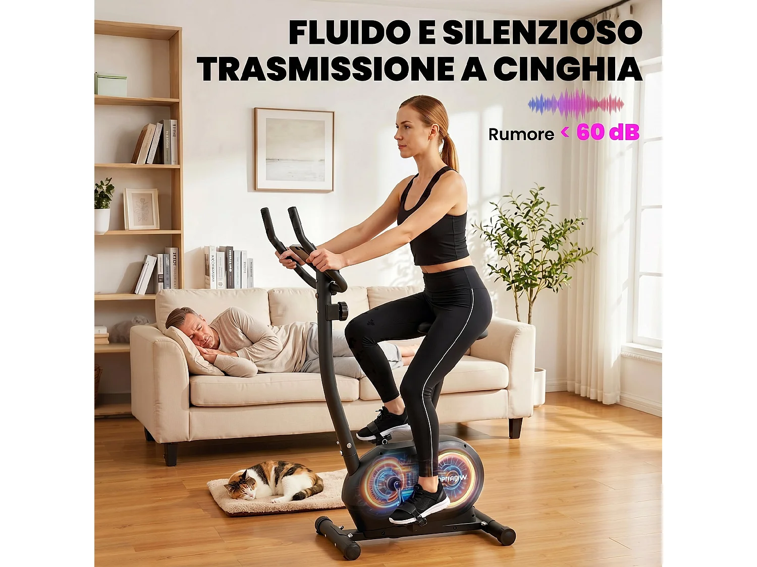 Cyclette magnetica a 8 livelli con bluetooth e display lcd nero