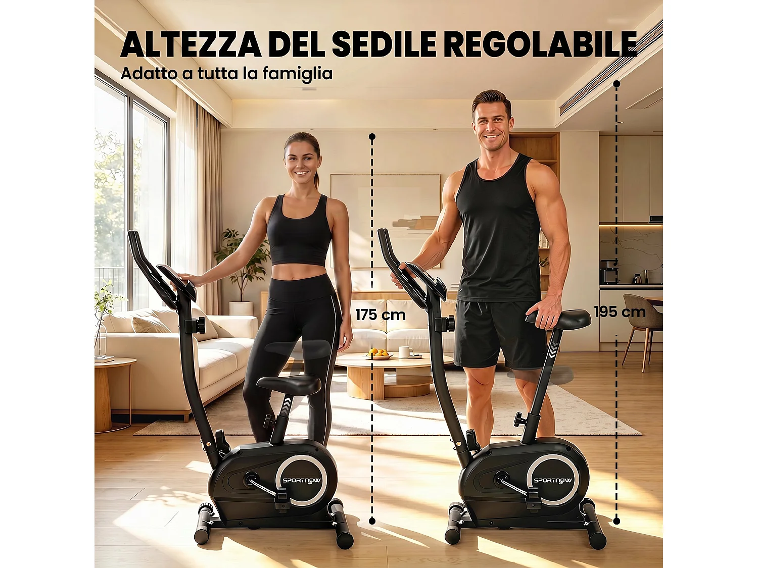 Cyclette magnetica a 8 livelli con bluetooth e display lcd nero
