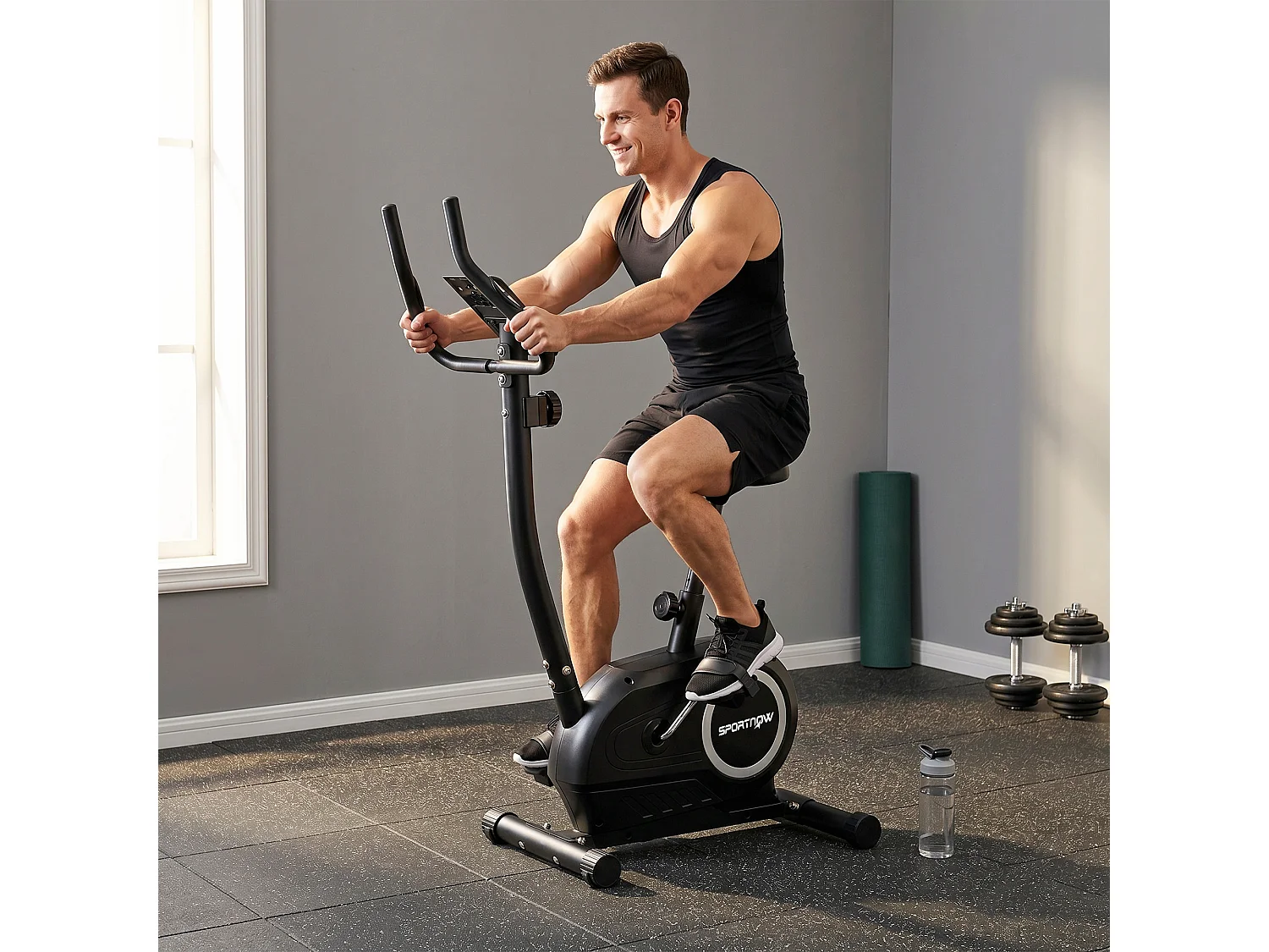 Cyclette magnetica a 8 livelli con bluetooth e display lcd nero
