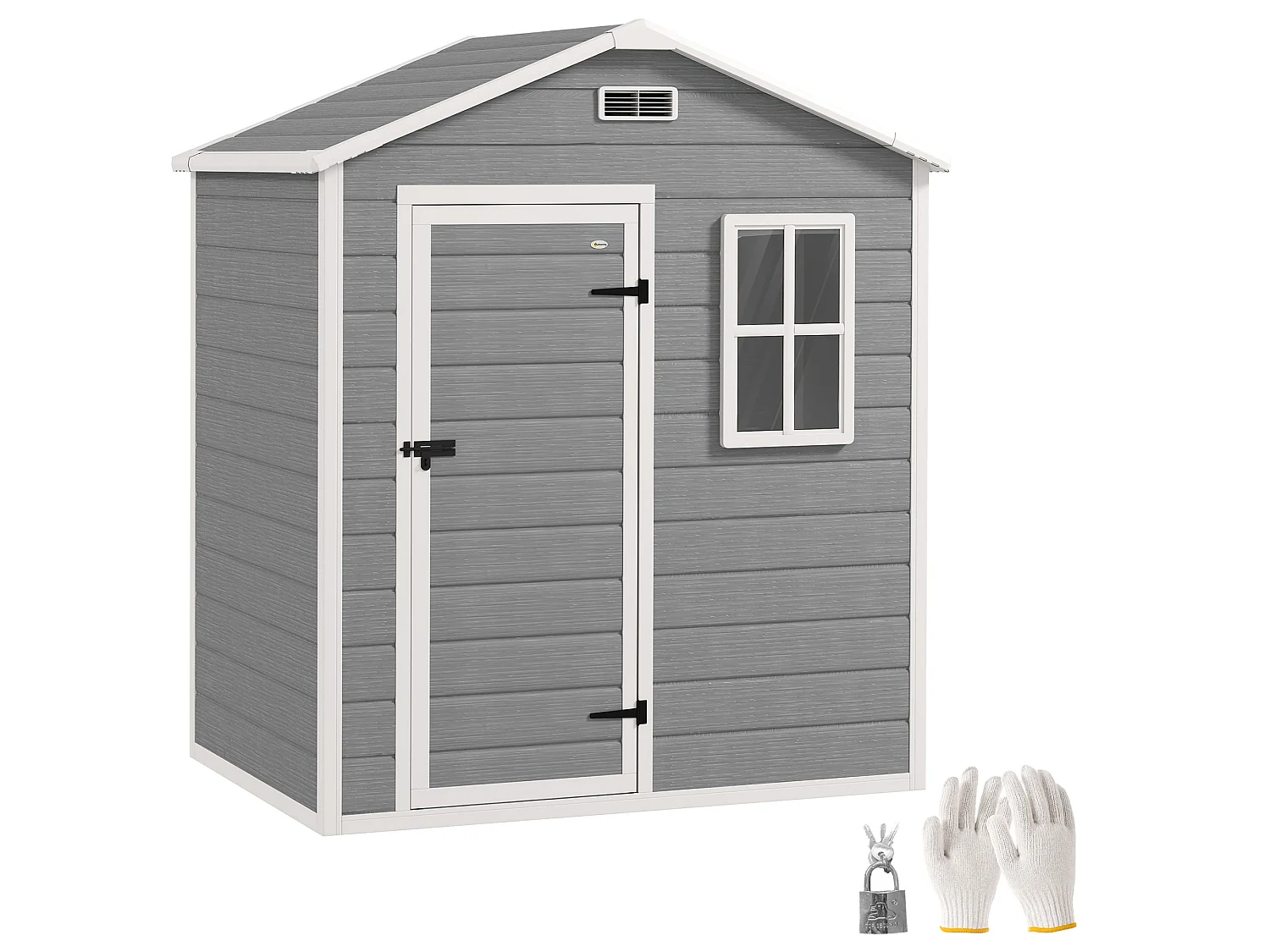 Capanno da giardino con pavimento, finestra, porta con serratura