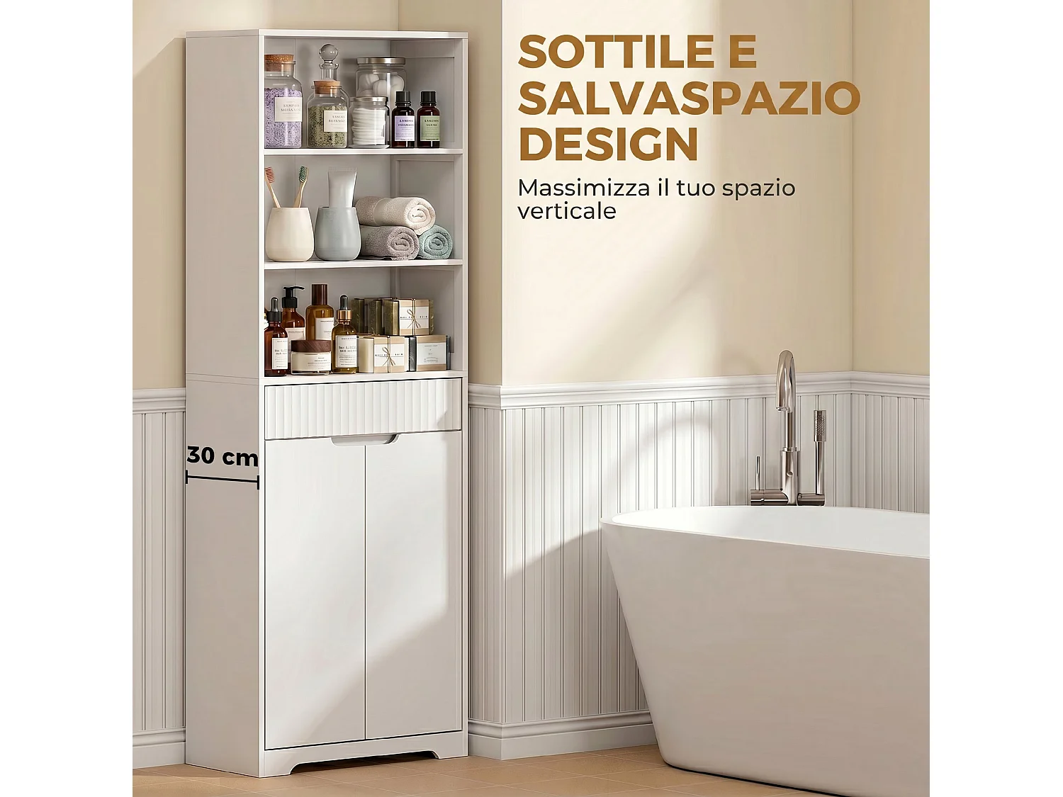 Mobile Bagno Alto Stretto, Mobiletto Bagno Salvaspazio