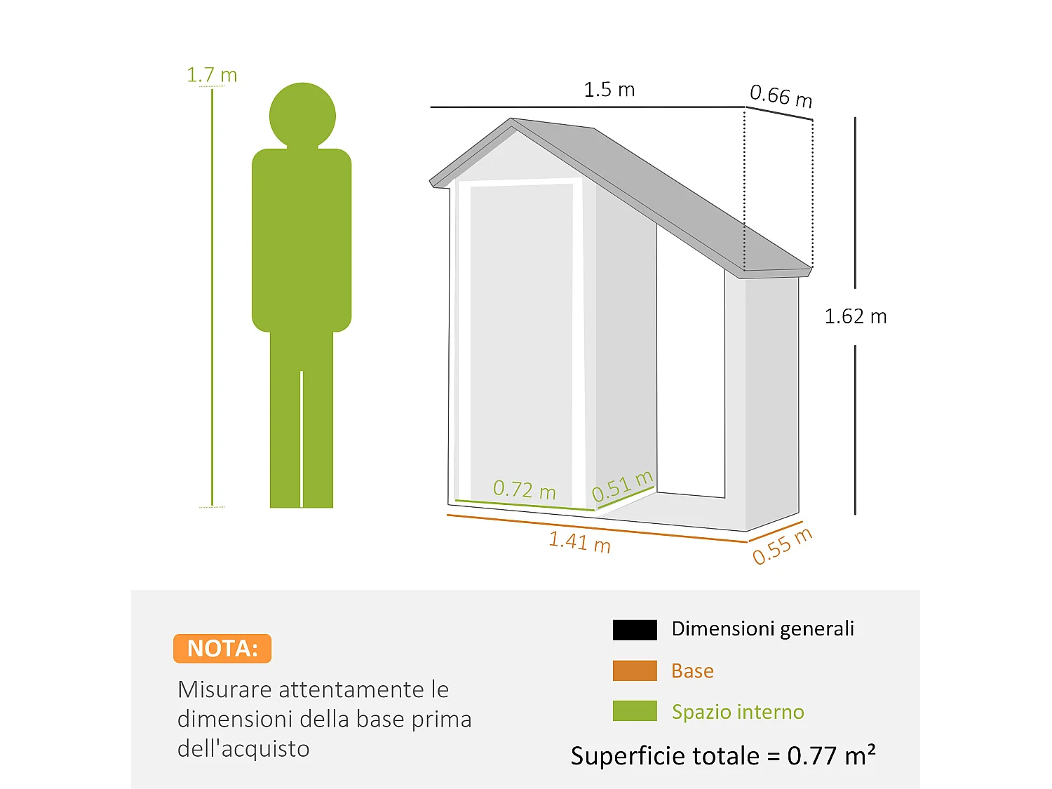 Capanno portalegna con armadietto in acciaio zincato grigio scuro