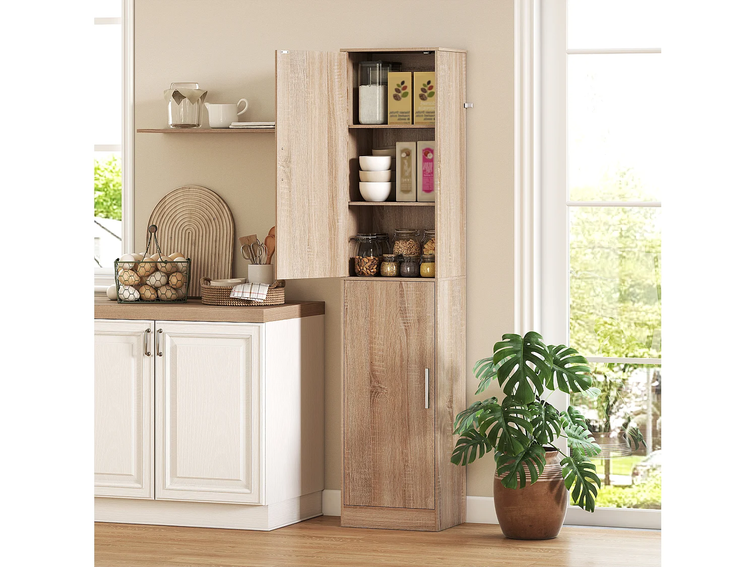 Mobile Bagno 2 Armadietti Ripiani Regolabili 40x35x180 cm ColorLegno