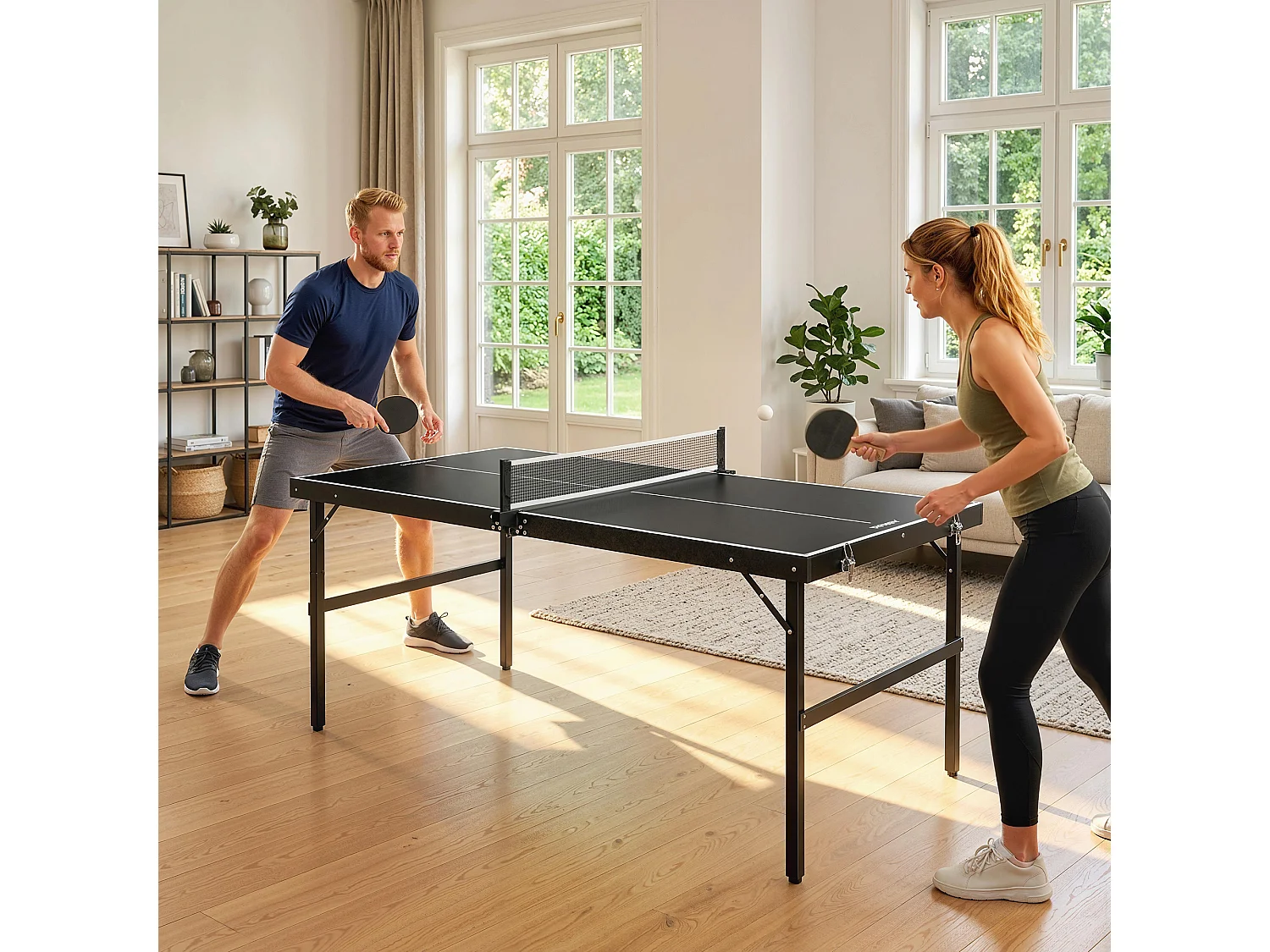Mini tavolo ping pong pieghevole con rete da gioco e maniglia