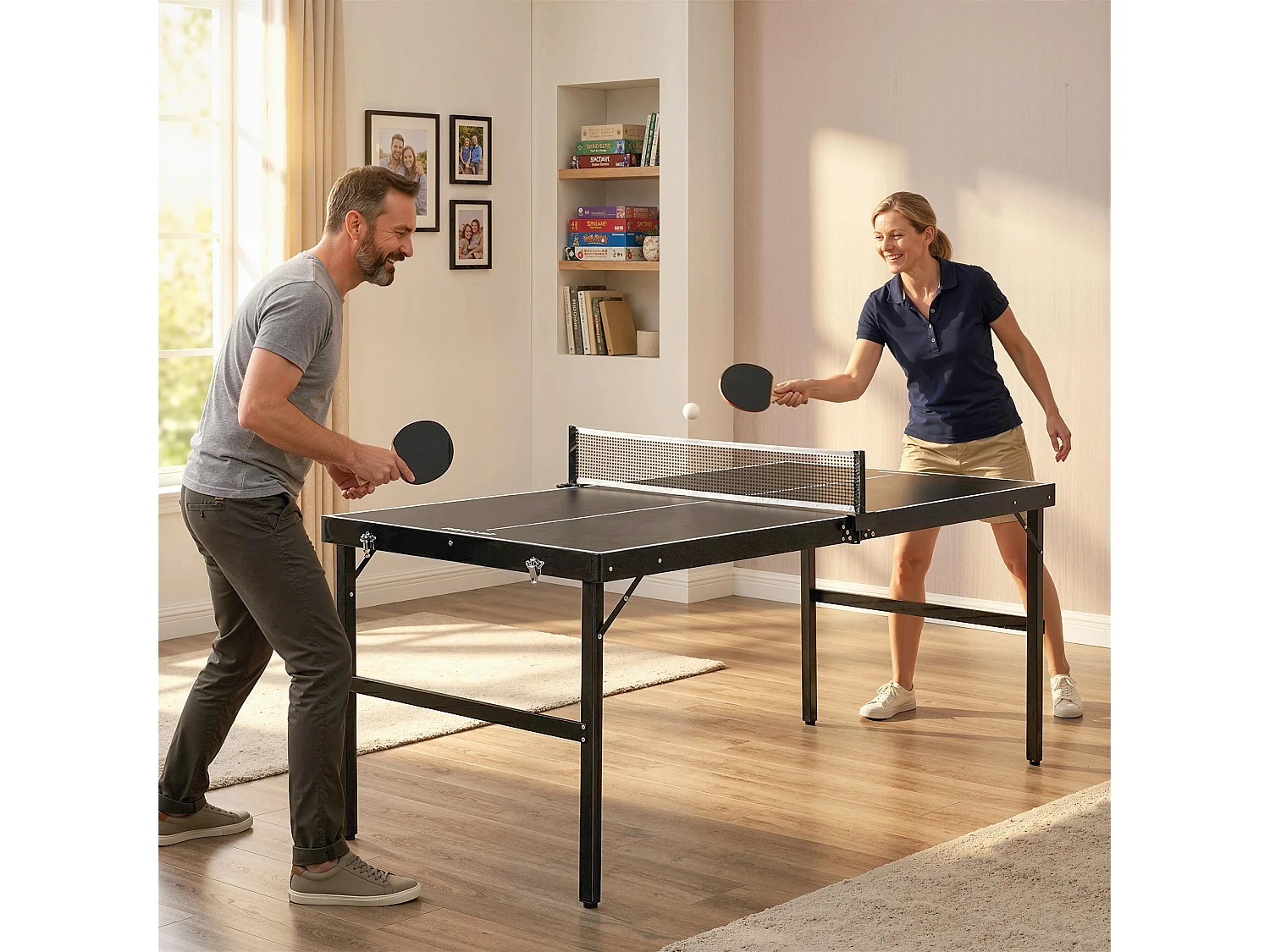 Mini tavolo ping pong pieghevole con rete da gioco e maniglia