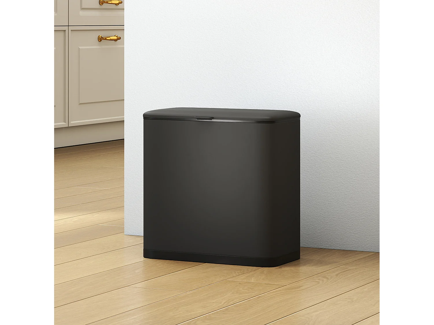 Cestino spazzatura da 8l con coperchio in acciaio inox nero
