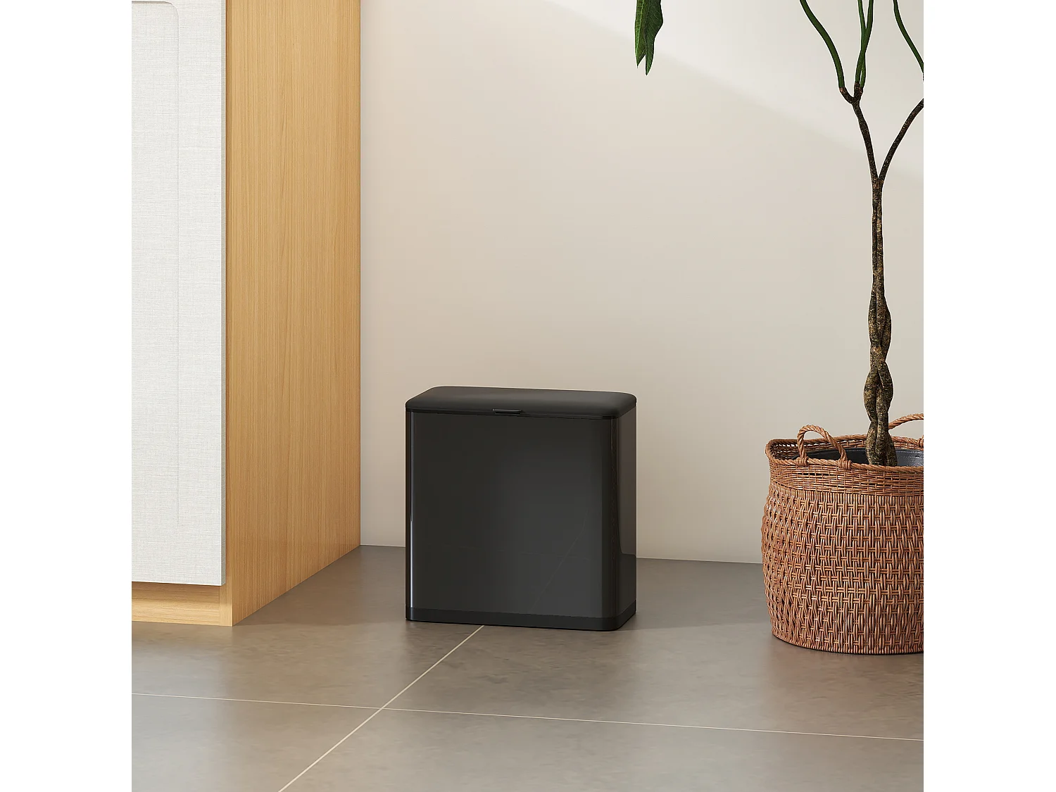 Cestino spazzatura da 8l con coperchio in acciaio inox nero
