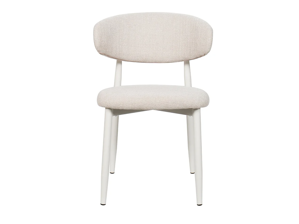 Eetkamerstoel Alexia - Beige met Wit Onderstel - Set van 2