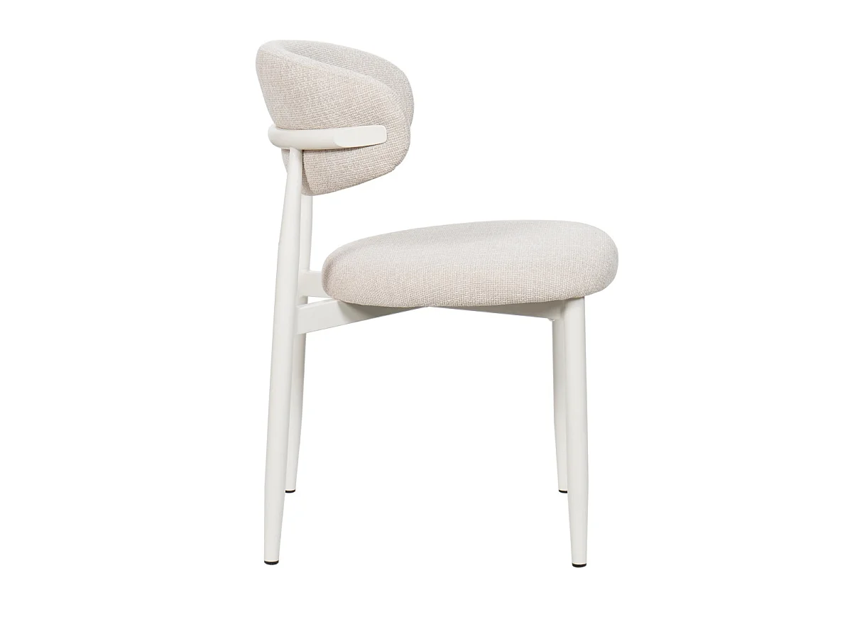 Eetkamerstoel Alexia - Beige met Wit Onderstel - Set van 2