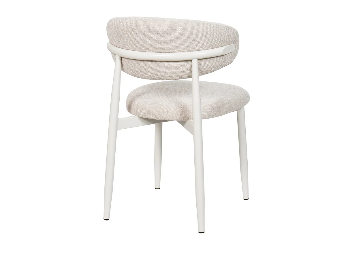Eetkamerstoel Alexia - Beige met Wit Onderstel - Set van 2