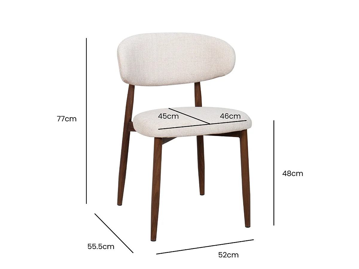 Eetkamerstoel Alexia - Beige met Wit Onderstel - Set van 2
