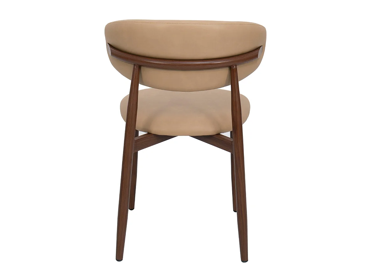 Eetkamerstoel Alexia - Beige PU-leer met Walnootkleurig Onderstel - Set van 2