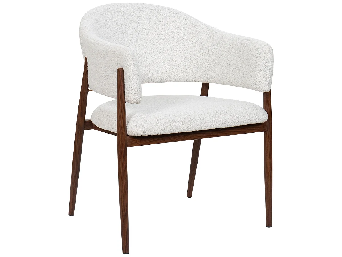 Eetkamerstoel Dénia met Armleuningen - Beige Cloud/Walnoot - Set van 2