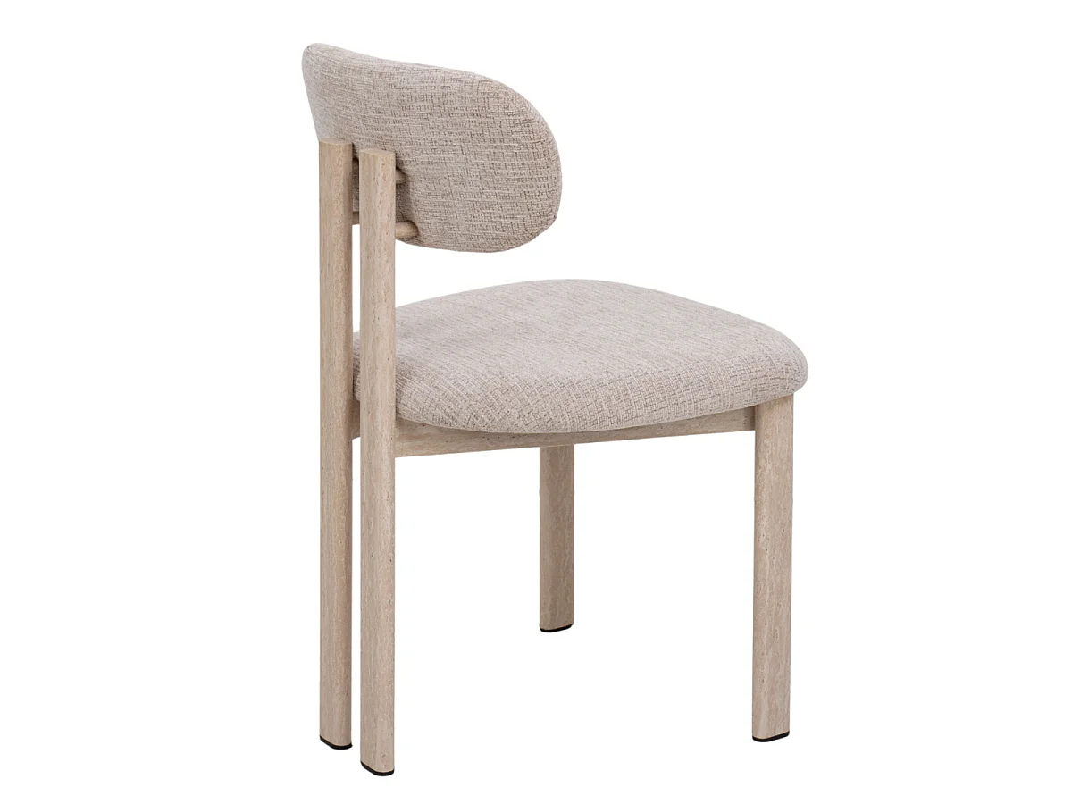Eetkamerstoel Noor - Beige met Travertinkleurig Onderstel - Set van 2