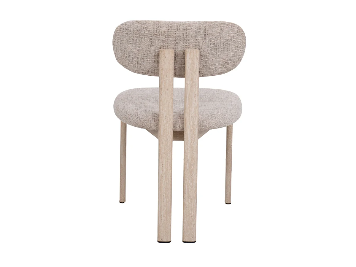 Eetkamerstoel Noor - Beige met Travertinkleurig Onderstel - Set van 2
