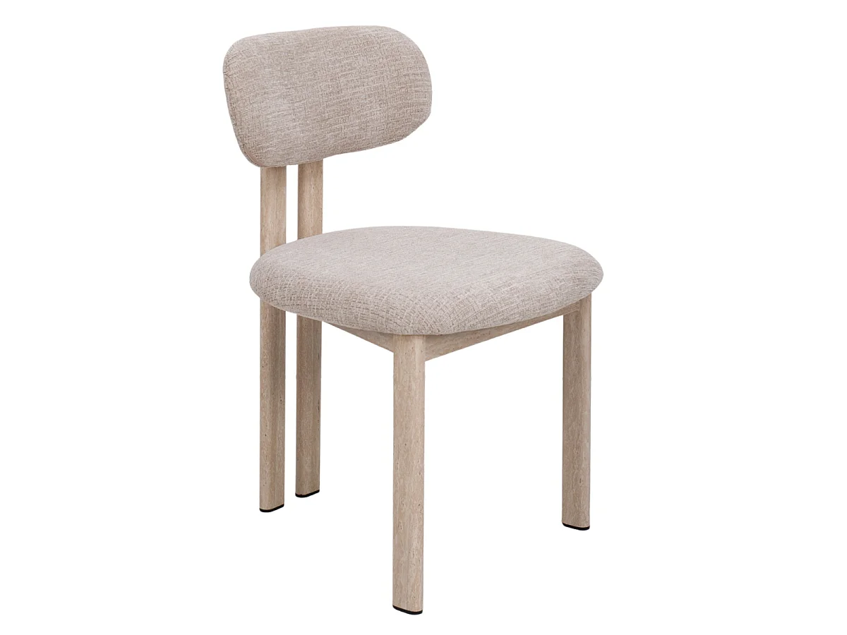 Eetkamerstoel Noor - Beige met Travertinkleurig Onderstel - Set van 2