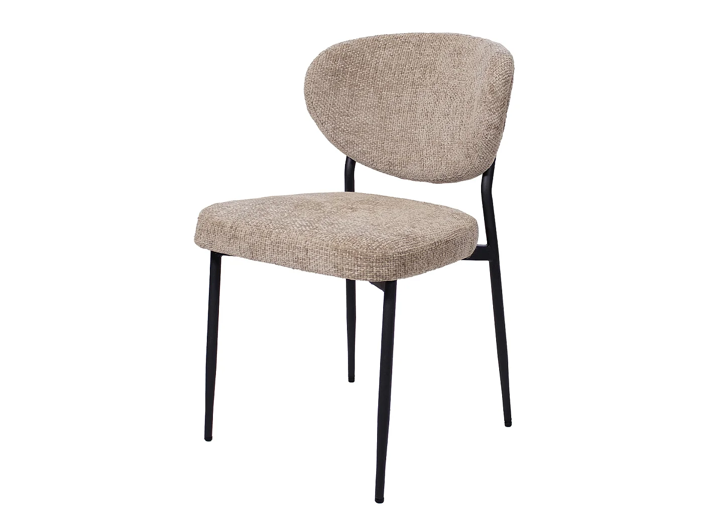 Eetkamerstoel Vajèn - Taupe met Zwart Onderstel - Set van 2