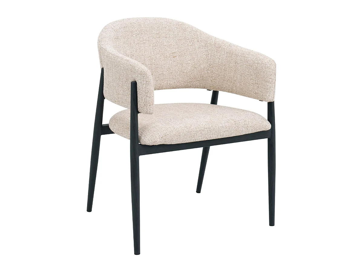 Eetkamerstoel Dénia met Armleuningen - Beige/Zwart - Set van 2