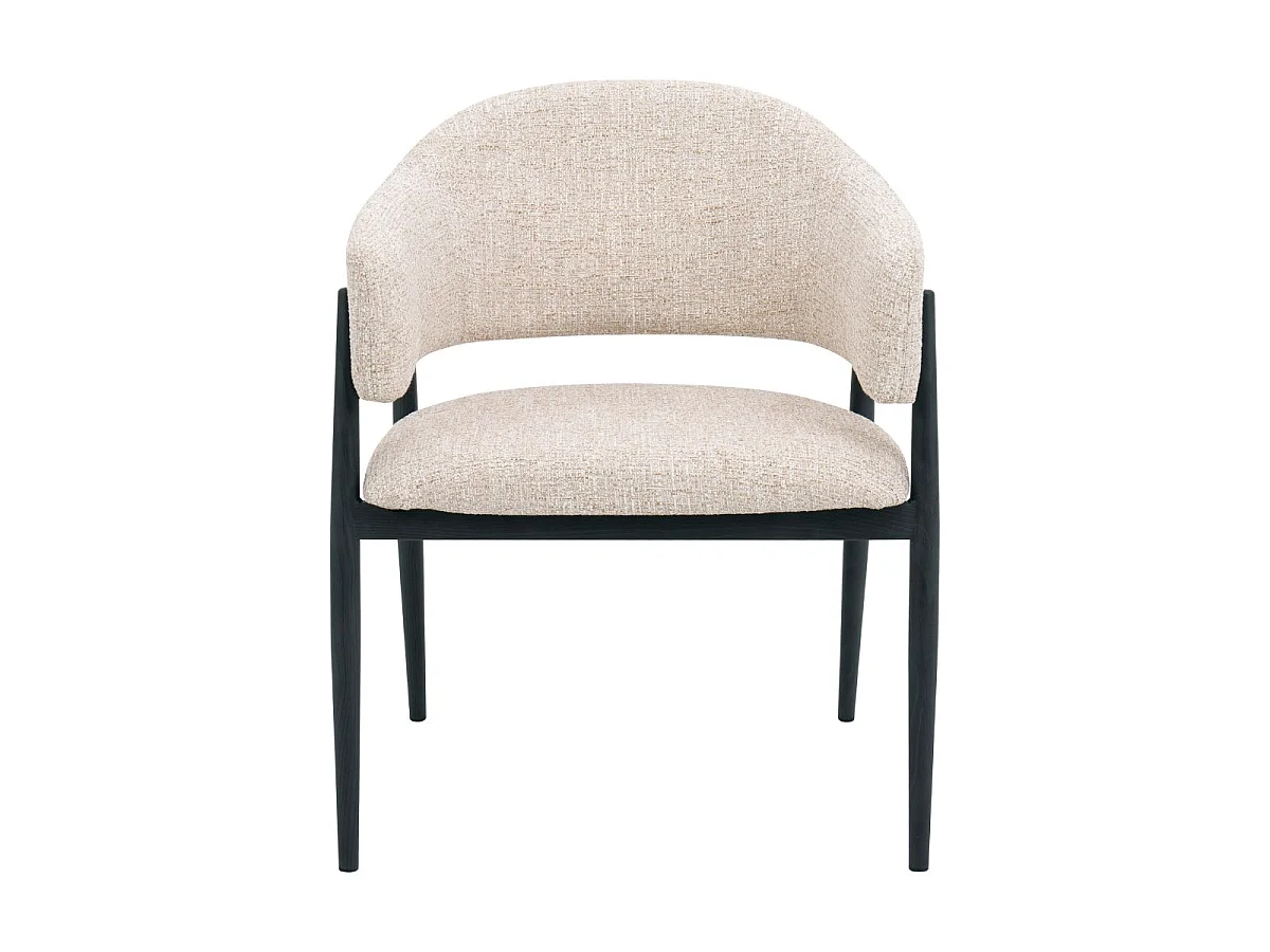Eetkamerstoel Dénia met Armleuningen - Beige/Zwart - Set van 2