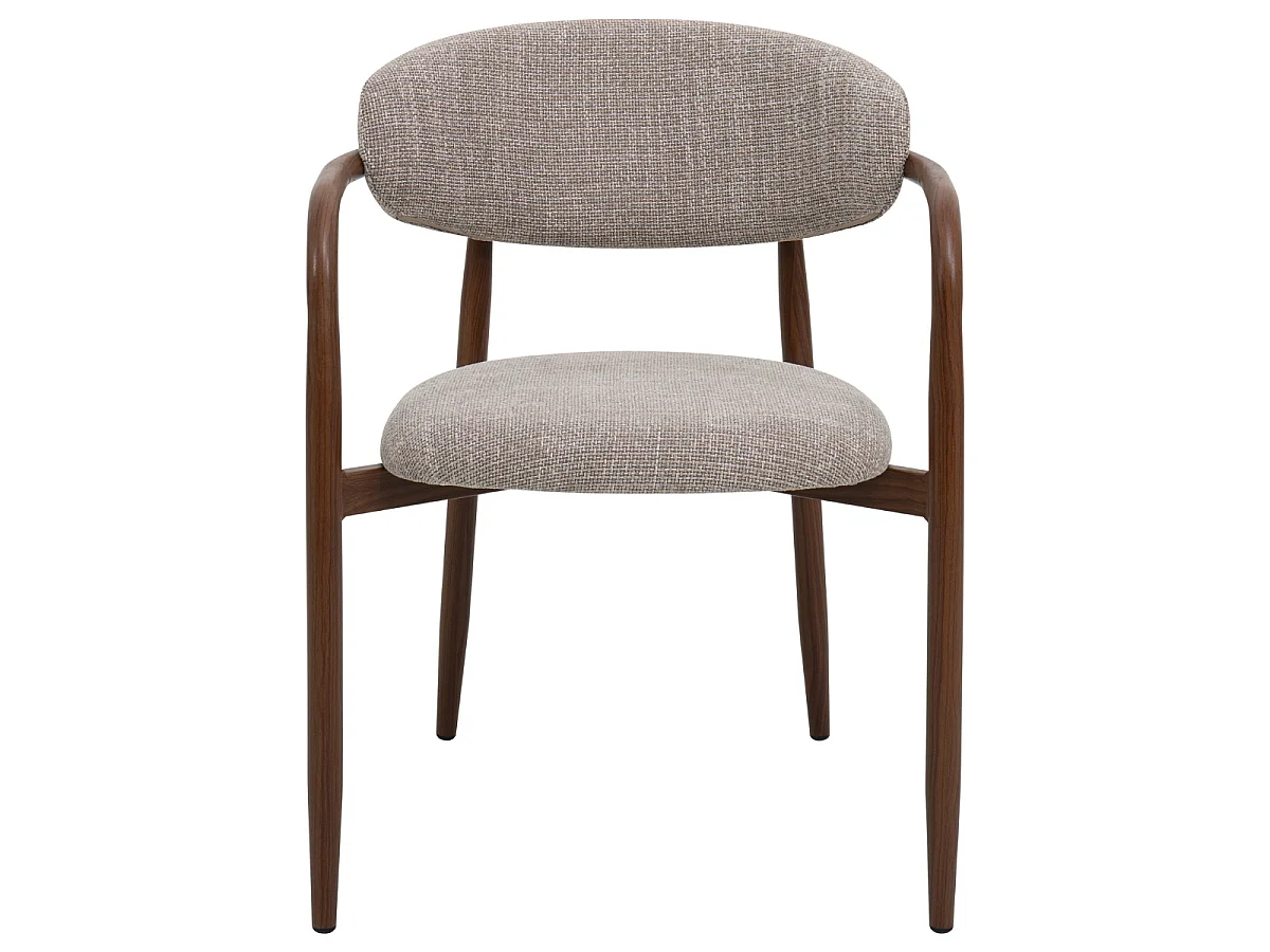 Eetkamerstoel Alexia met Armleuningen - Taupe met Walnootkleurig Onderstel - Set van 2