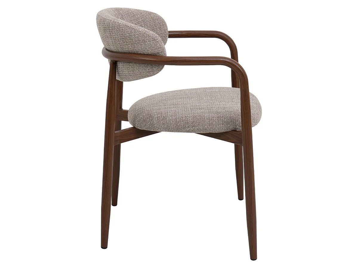 Eetkamerstoel Alexia met Armleuningen - Taupe met Walnootkleurig Onderstel - Set van 2