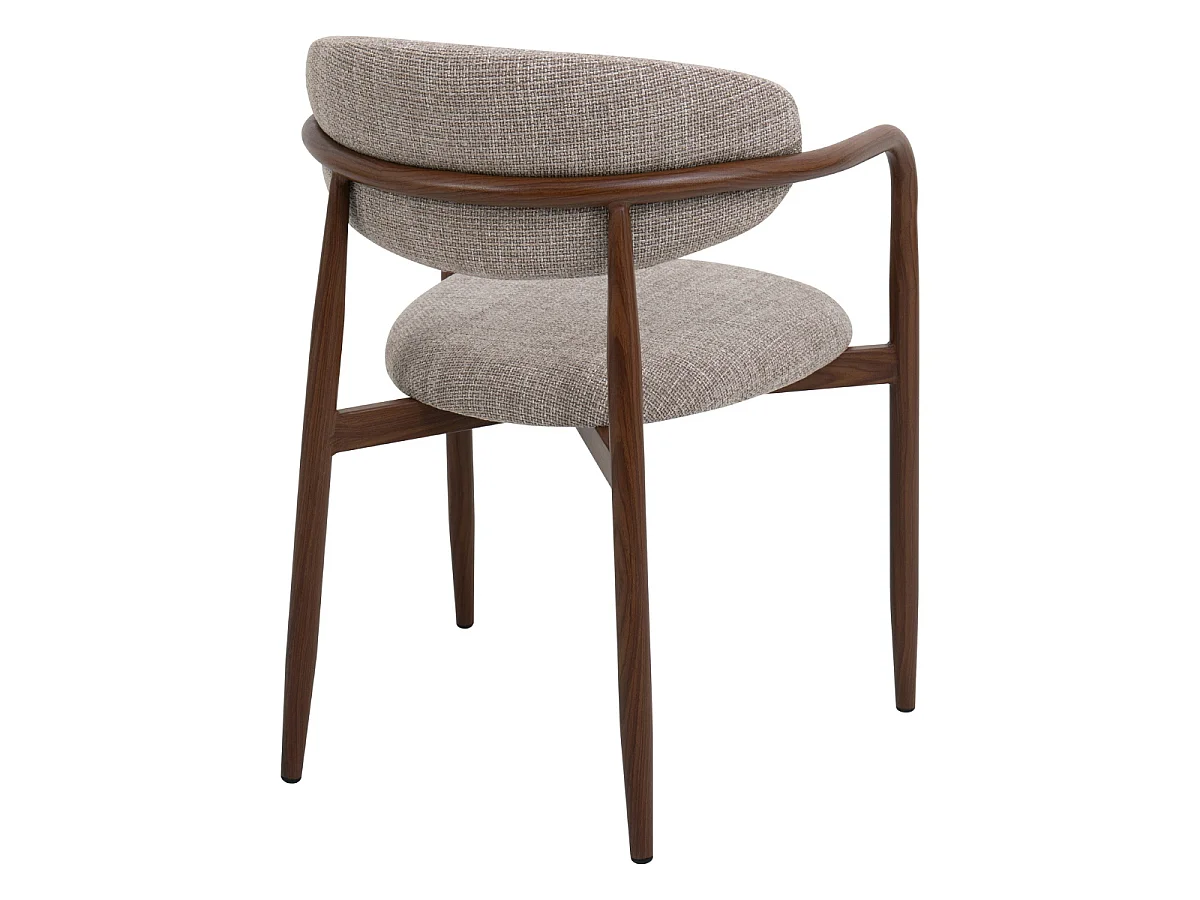Eetkamerstoel Alexia met Armleuningen - Taupe met Walnootkleurig Onderstel - Set van 2