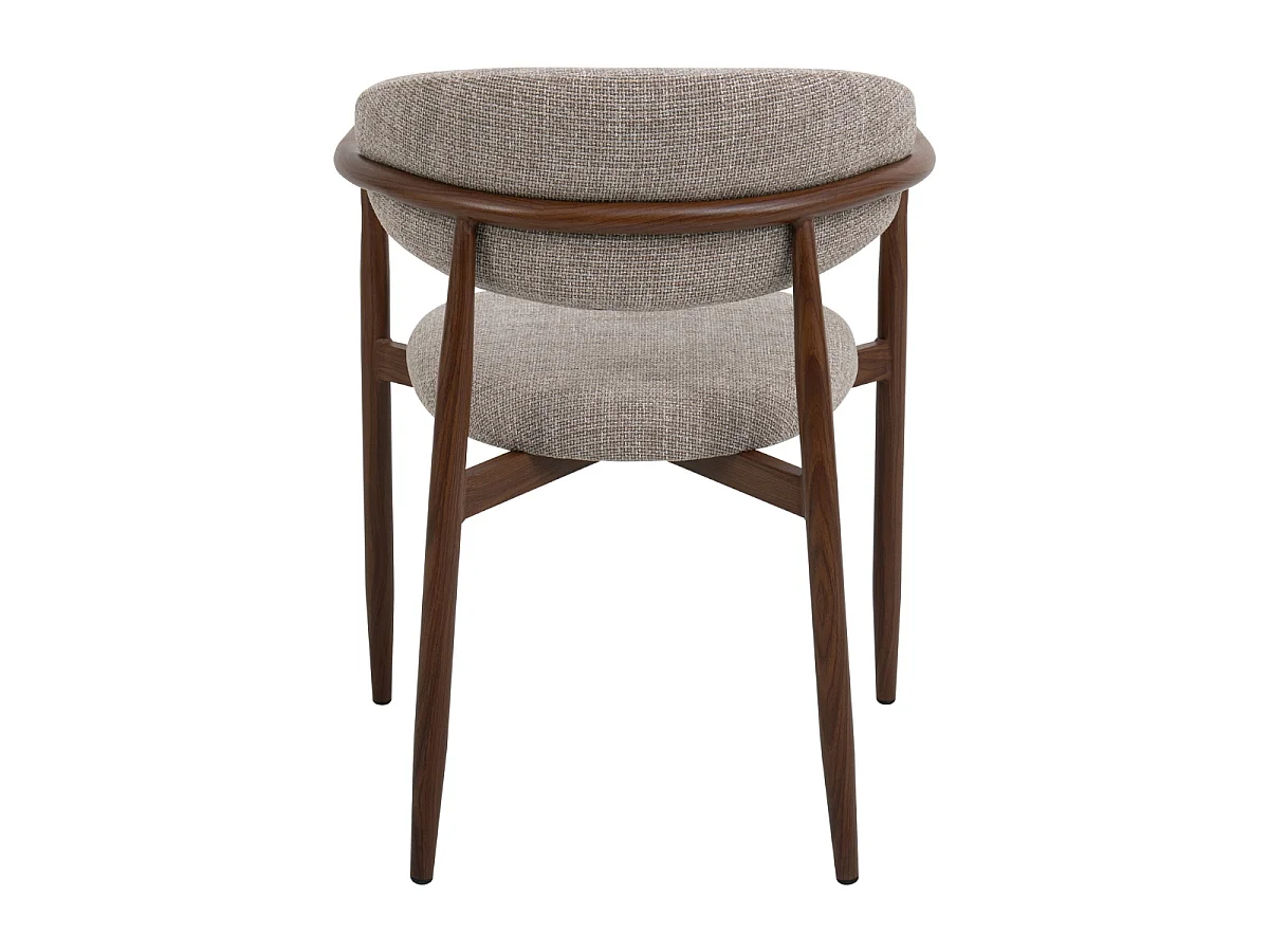 Eetkamerstoel Alexia met Armleuningen - Taupe met Walnootkleurig Onderstel - Set van 2