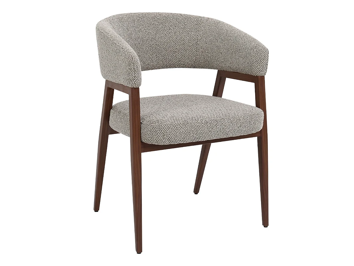 Eetkamerstoel Fureso met Armleuningen - Taupe Stof/Walnootkleurig Metaal - Set van 2