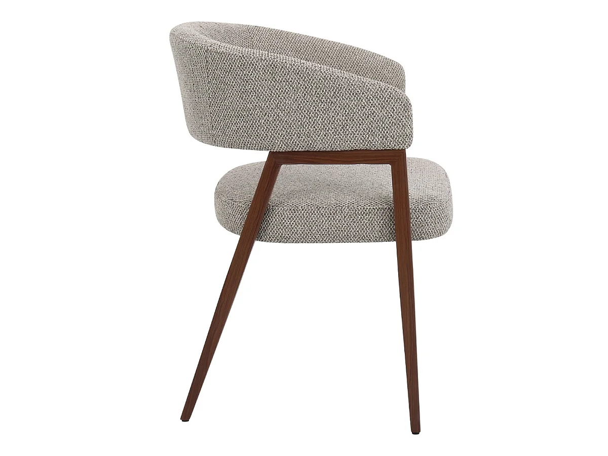Eetkamerstoel Fureso met Armleuningen - Taupe Stof/Walnootkleurig Metaal - Set van 2