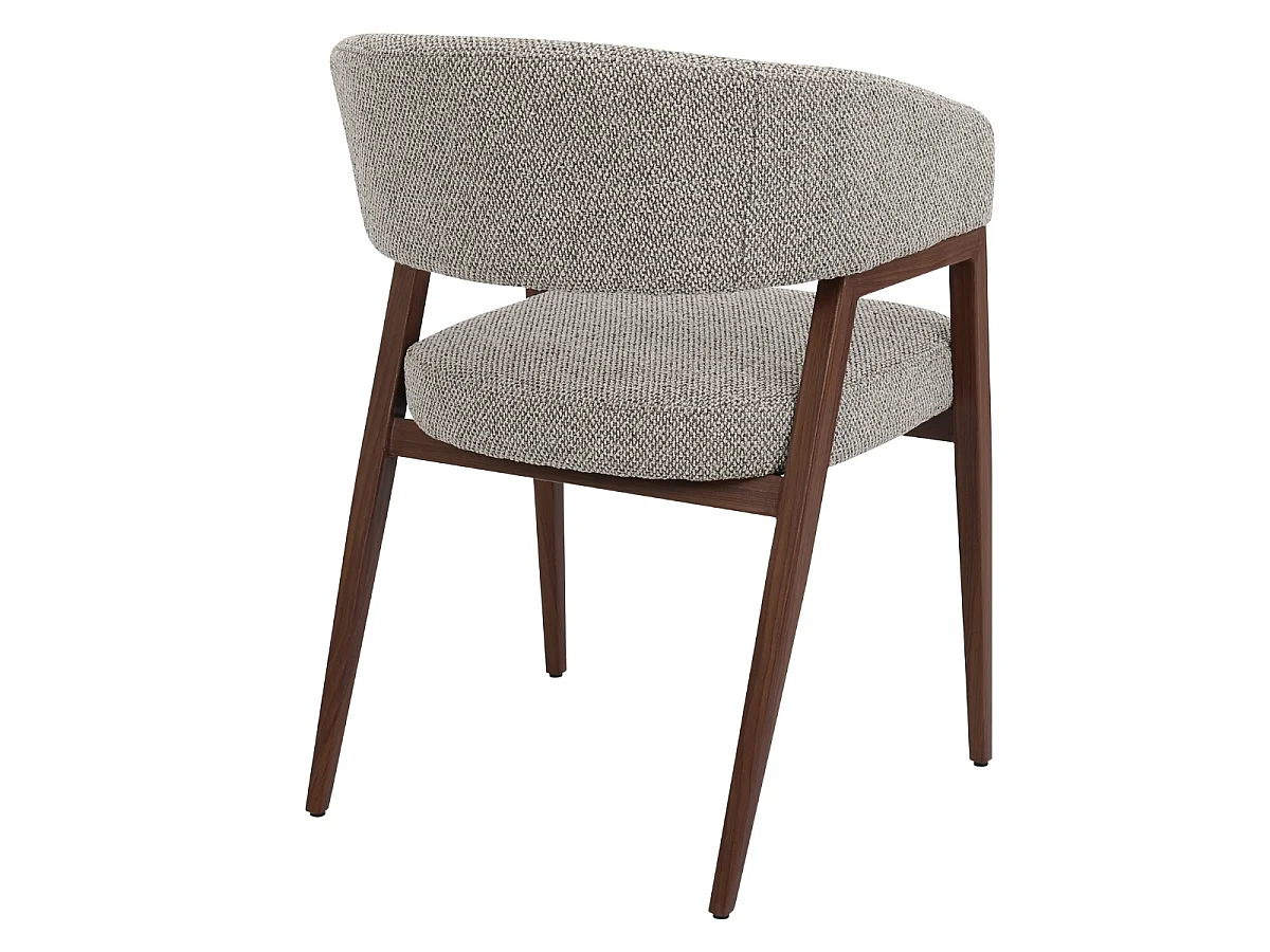 Eetkamerstoel Fureso met Armleuningen - Taupe Stof/Walnootkleurig Metaal - Set van 2