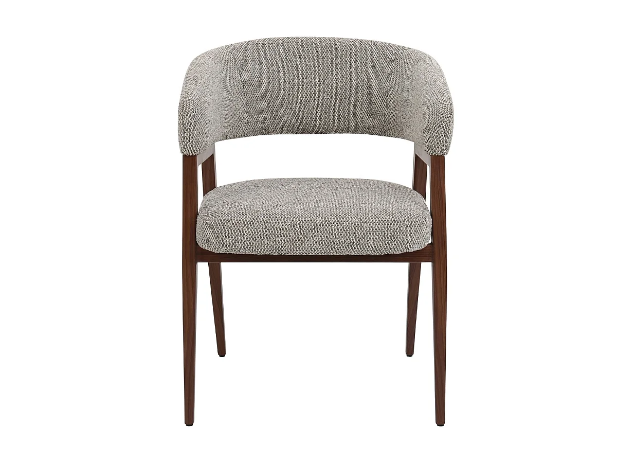 Eetkamerstoel Fureso met Armleuningen - Taupe Stof/Walnootkleurig Metaal - Set van 2