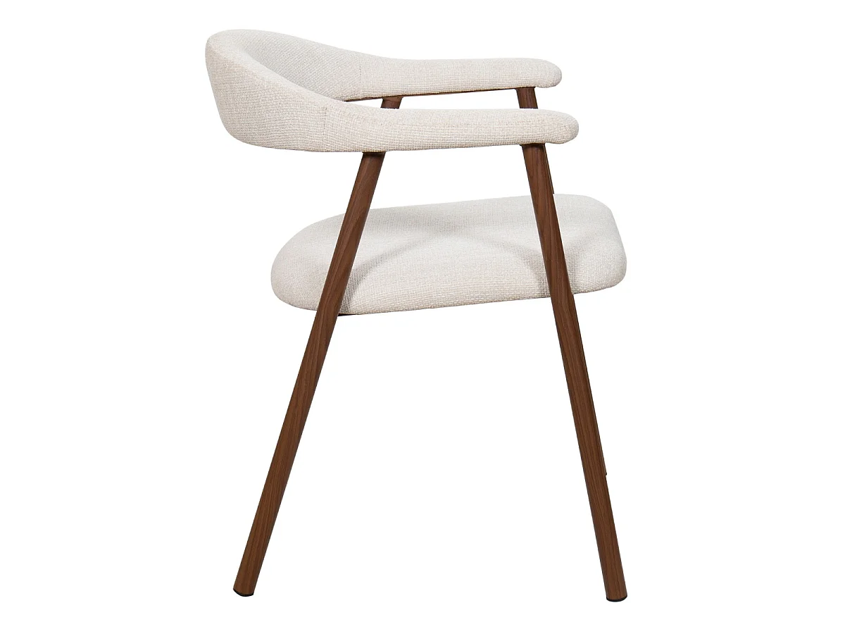 Eetkamerstoel Mila - Beige met Walnootkleurig Onderstel - Set van 2