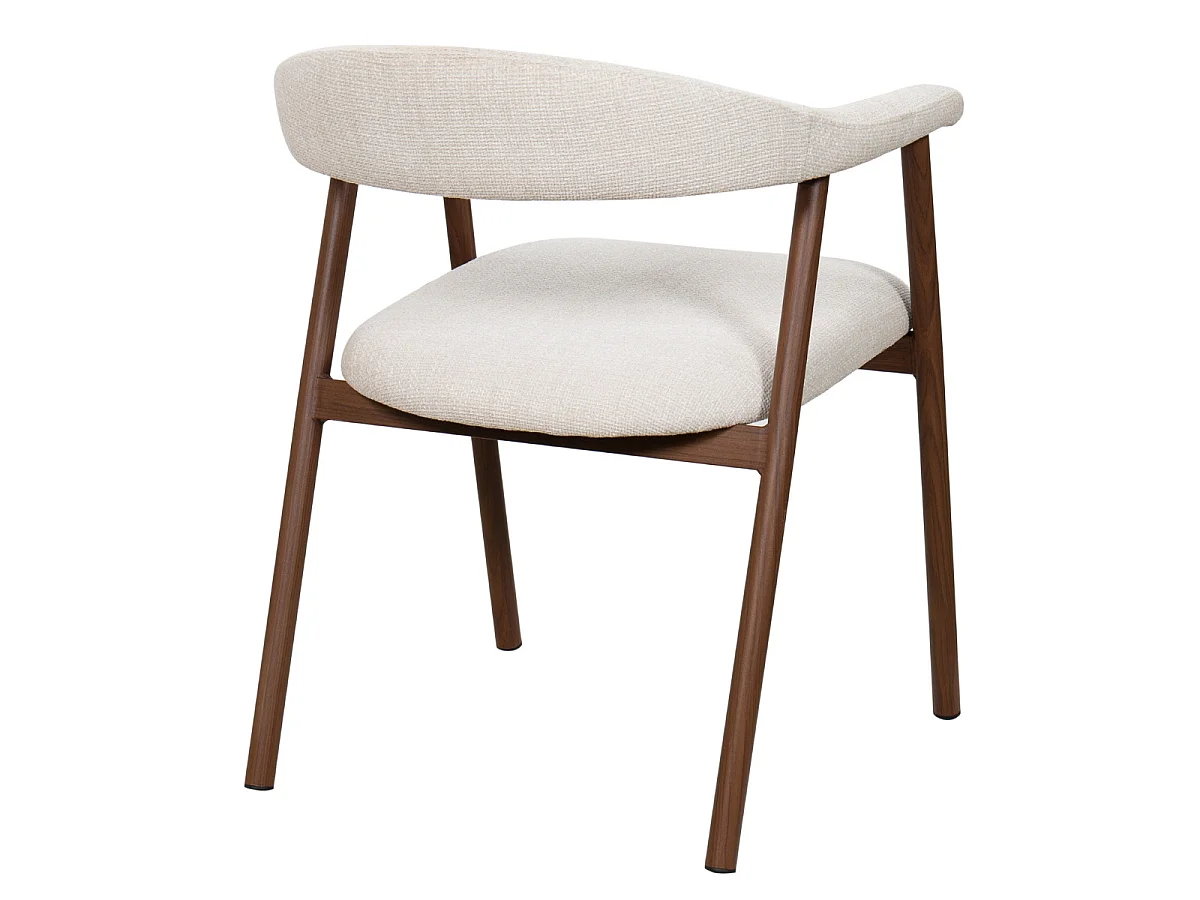 Eetkamerstoel Mila - Beige met Walnootkleurig Onderstel - Set van 2