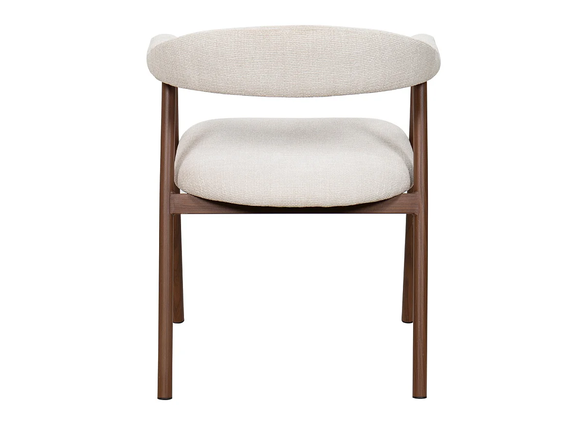 Eetkamerstoel Mila - Beige met Walnootkleurig Onderstel - Set van 2