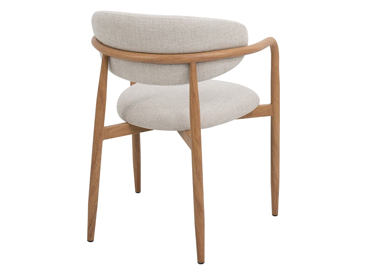 Eetkamerstoel Alexia met Armleuningen - Beige met Naturelkleurig Onderstel - Set van 2