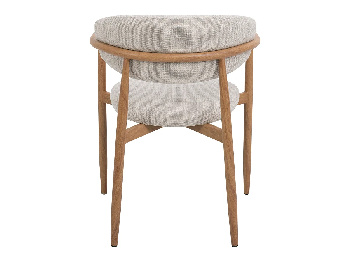Eetkamerstoel Alexia met Armleuningen - Beige met Naturelkleurig Onderstel - Set van 2
