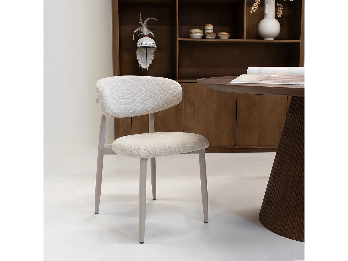 Eetkamerstoel Alexia - Beige met Beigekleurig Onderstel - Set van 2