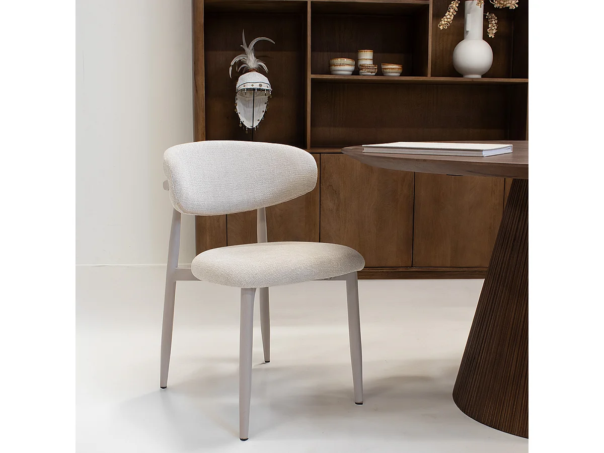 Eetkamerstoel Alexia - Beige met Beigekleurig Onderstel - Set van 2