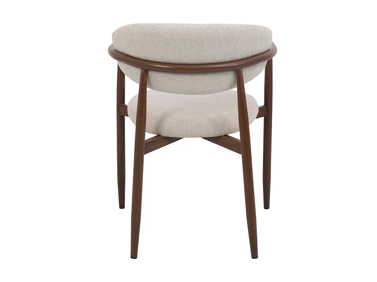 Eetkamerstoel Alexia met Armleuningen - Beige met Walnootkleurig Onderstel - Set van 2